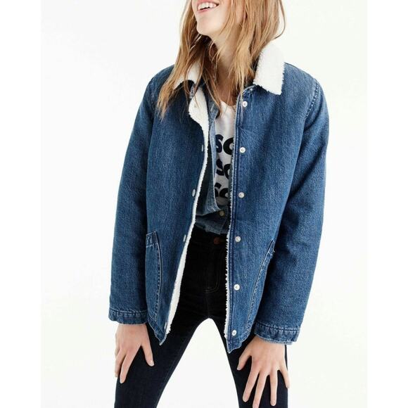 J.CREW Jackets & Blazers - J.Crew Sherpa Lined Denim Jacket Medium | Cozy Jean Trucker Coat